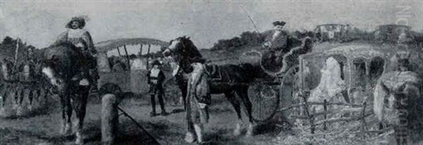 Noblemen In Carriages Accompanied By Cavalrists - view 1