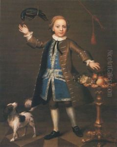 Portrait Of A Young Man, Wearing A Blue And Silver Waistcoat, Brown Coat And Britches Portrait Of A Young Man, Wearing A Blue And Silver Waistcoat, Brown Coat And Britches
