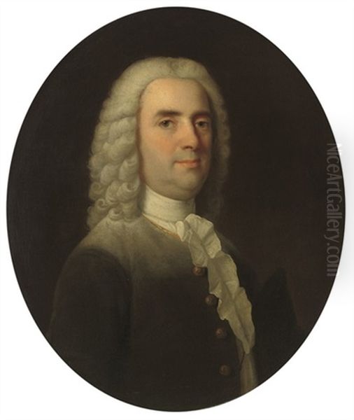 Portrait Of A Gentleman In A Grey Coat With Gold Trim - view 1