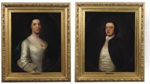 Portrait Of A Lady In A White Dress And Blue Wrap (+ Portrait Of A Gentleman In A Red Jacket; 2 Works)
