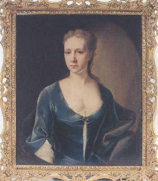 Portrait Of A Lady Seated, Wearing A Green Velvet Dress With A Brooch At Her Breast And A Jewel At Her Cuff - view 1