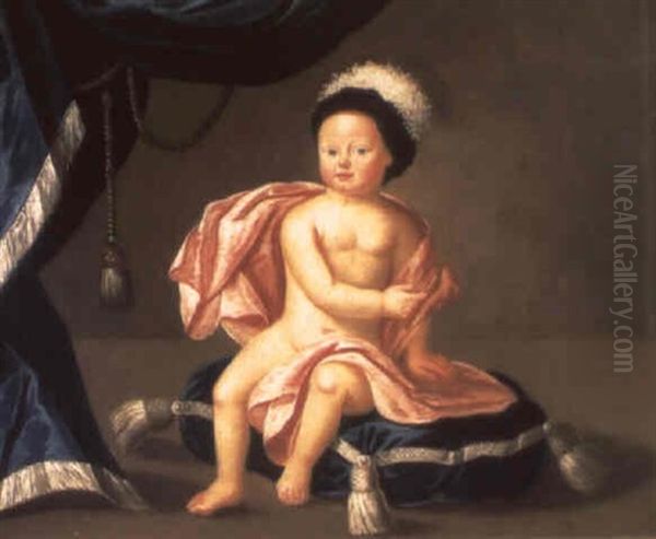 Portrait Of A Young Boy, With Red Wrap And Feathered Black Cap - view 1