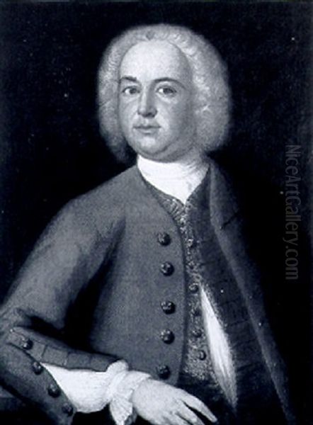 Portrait Of A Gentleman, Quarter Length, In A Blue Coat And Embroidered Waistcoat - view 1