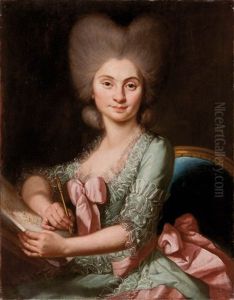 Portrait De Femme Dessinant by Johann Ernst Heinsius