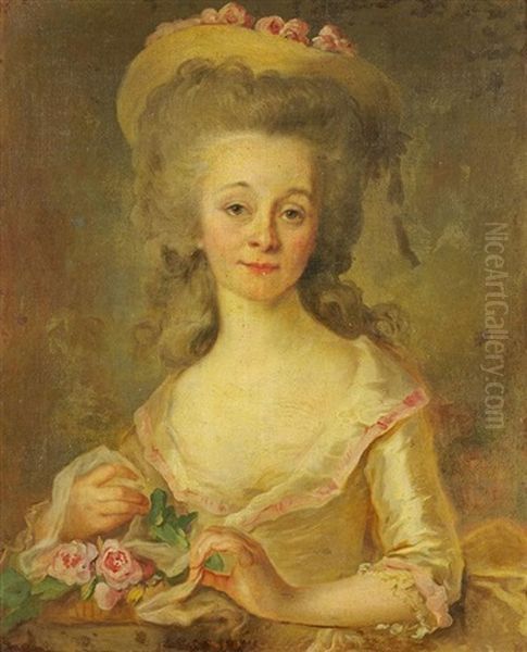 Portrait De Jeune Fille A La Corbeille De Roses - view 1