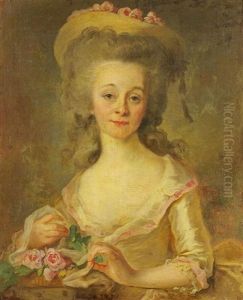 Portrait De Jeune Fille A La Corbeille De Roses by Johann Ernst Heinsius