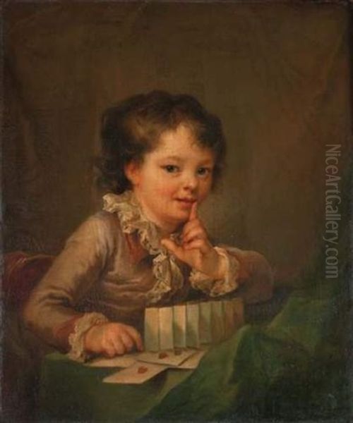 Jeune Garcon Faisant Un Chateau De Cartes - view 1