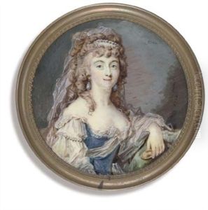 A Young Lady Holding A Portrait Miniature Of A Gentleman In Her Left Hand by Johann Ernst Heinsius