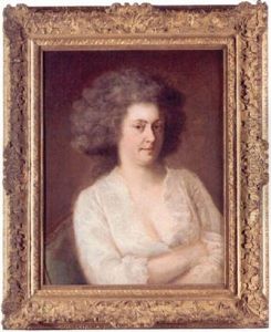 Portrait Of A Lady, Seated, Wearing A White Dress