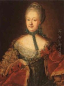 Portrait Of A Lady Wearing A Red Fur Lined Cape