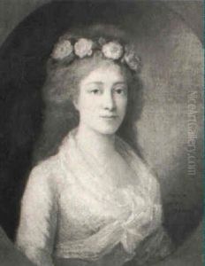 Portrait Of Princess Wiemar, Bust Length, Wearing A Pale Blue Dress by Johann Ernst Heinsius