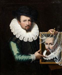 Jeune Homme Devoilant Un Portrait by Joseph The Elder Heintz