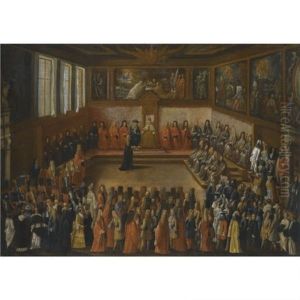 The Sala Del Collegio In The Doge's Palace by Joseph The Elder Heintz
