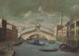 The Grand Canal, Looking Towards To The Rialto Bridge, Venice by Joseph The Elder Heintz