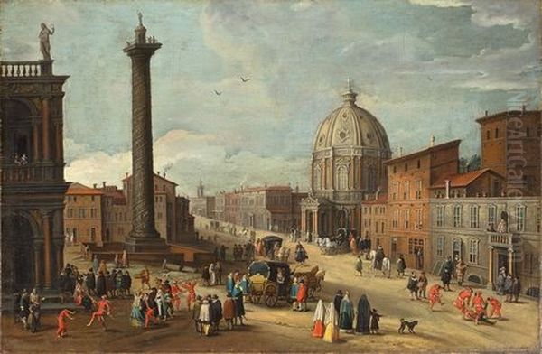 Capriccio Of The Piazza Di Colonna Trajana With St Maria Di Loreto And The Biblioteca Marciana - view 1