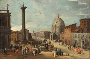 Capriccio Of The Piazza Di Colonna Trajana With St Maria Di Loreto And The Biblioteca Marciana by Joseph Heintz the Younger