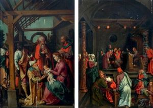 L'adoration Des Rois Mages Et Le Christ Parmi Les Docteurs De La Loi (pair) by Joseph Heintz the Younger
