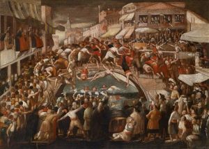 La Lotta Dei Pugni Auf Der Ponte Dei Pugni Im Viertel Dorsoduro In Venedig