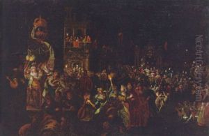 A Carnival At Night by Joseph Heintz the Younger