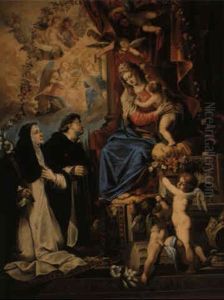 The Madonna Of The Rosary With Sts. Dominic And Catherine Of Siena... by Joseph Heintz the Younger