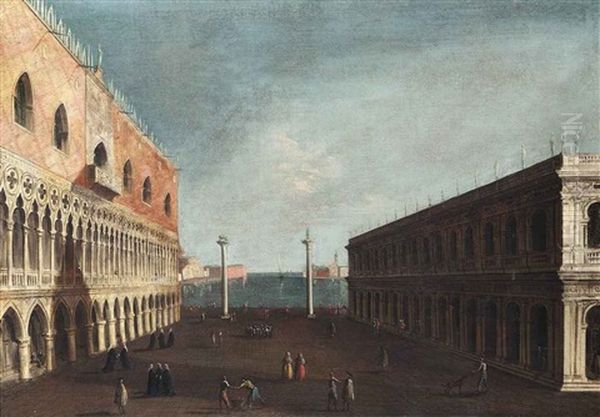 The Piazzetta, Venice, With The Libreria, The Ducal Palace And The Columns Of San Marco And San Teodoro, Looking South Towards San Giorgio Maggiore - view 1