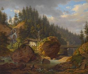Muhle An Der Ammer Bei Bayersoien by Carl Friedrich Heinzmann