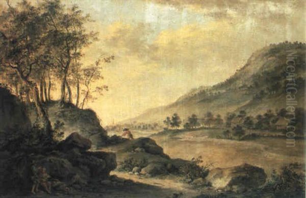 Landschaft Mit Wanderer Und Rastender Figurengruppe Im Vordergrund - view 1