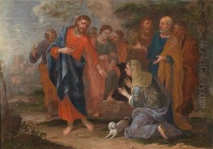 Zwei Szenen Aus Dem Neuen Testament, 1. Christus Und Die Samariterin Am Brunnen, 2. Christus Und Die Ehebrecherin (pair) by Johann Heiss