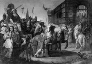 Thriumphzug - Siegreicher Konig Mit Gefolge Vor Den Toren Einer Stadt