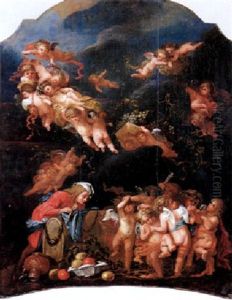 Autumn: Putti At A Bacchanal by Johann Heiss