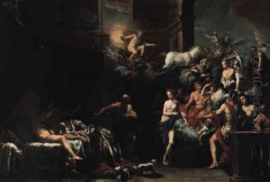 Vulcan Surprising Venus And Mars In Bed Before An Assembly Of The Gods by Johann Heiss