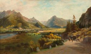 Blick Auf Bludenz Vor Alpenkulisse An Einem Prachtvollen Sommertag