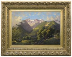 Alpine Landscape With A Group Of Hikers