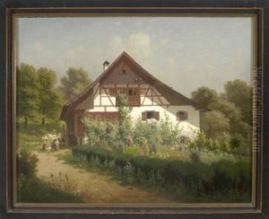 Bauernhaus Mit Gemusegarten Im Sommer