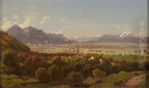 Blick Von Leichter Anhohe Auf Dornbirn Und Das Rheintal Mit Santismassiv