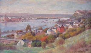 Panoramablick Auf Koblenz Mit Ehrenbreistein by Paul Heitinger