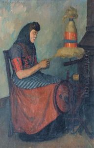 Young Woman At The Spinning Wheel