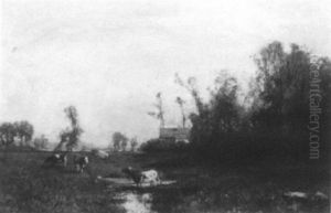 Cows In A Landscape by Joseph Antonio Hekking