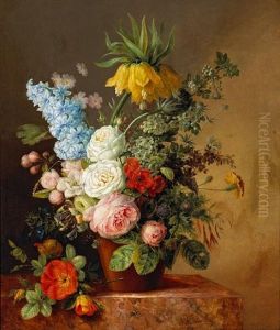 A Still Life Of Roses, A Hyacinth, A Fritillaria And Other Flowers In A Terra Cotta Pot