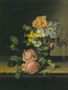 Still Life With Flowers On A Ledge by Willem Hekking