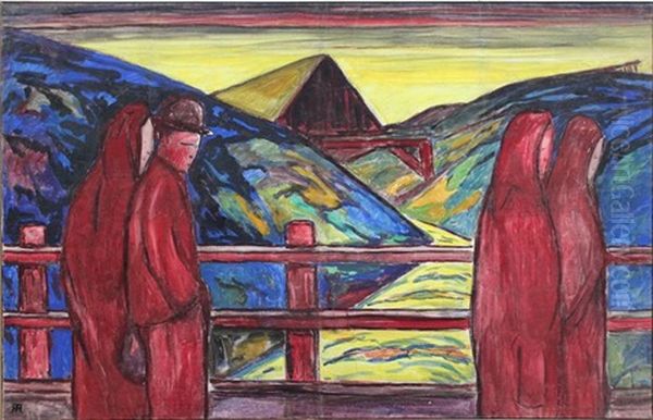 Expressive Landschaft Mit Stilisierten Personen (in Norwegen ?) - view 1