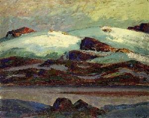 Norwegische Winterlandschaft (+ Zwei Frauen Vor Norwegischer Landschaft, Verso) by Alfred Hermann Helberger