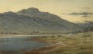 Highland Landscape With Sheep by John James Bannatyne