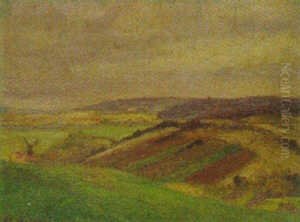 Hugelige Landschaft Mit Windmuhle - view 1