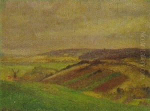 Hugelige Landschaft Mit Windmuhle by Alfred Hermann Helberger