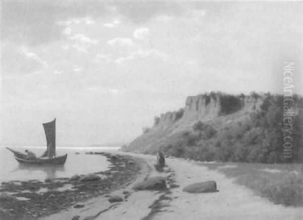 Kustenlandschaft Mit Fischerboot Bei Dammerung - view 1