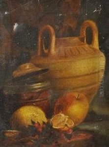 Still Life Of A Terracotta Jar And Fruit Still Life Of A Terracotta Jar And Fruit
