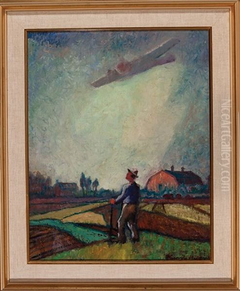 Farmer Watching A Crop Duster - view 1