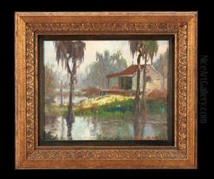 Swamp Scene With Cabin