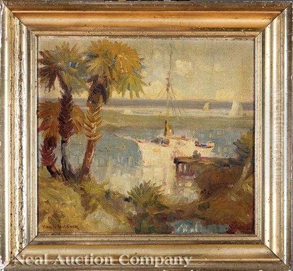 View Along The Coast, Sailboat At The Pier And Sable Palms - view 1